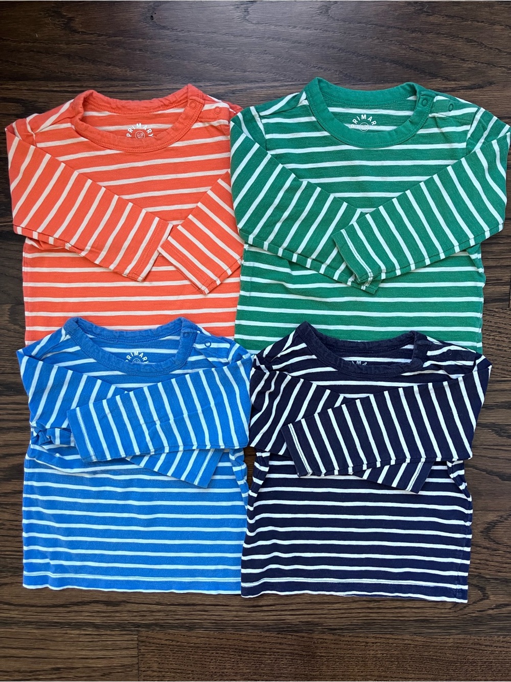 Primary Striped Long Sleeved Shirt Bundle, 18-24M